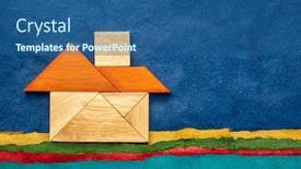  Presentation with abstract - PPT layouts consisting of abstract-picture-of-a-house background and a ocean colored foreground