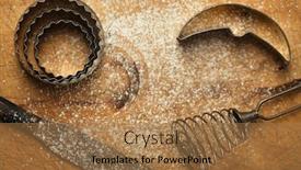  Presentation with baking vintage - Audience pleasing PPT layouts consisting of abstract picture with vintage baking utensils and flour on wooden backdrop backdrop and a coral colored foreground