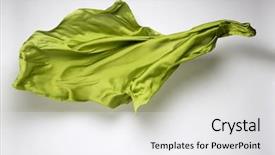  Presentation with material flow - Amazing PPT theme having material flow - abstract piece of green fabric backdrop and a white colored foreground