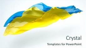  Presentation with blue design - Colorful PPT theme enhanced with yellow fabric flying studio backdrop and a sky blue colored foreground