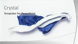  Presentation with abstract blue white - Presentation theme featuring abstract pieces of blue and white fabric flying design element background and a white colored foreground
