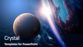  Presentation with planets - Presentation theme featuring abstract planets and space background background and a navy blue colored foreground