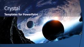  Presentation with planets - Cool new presentation theme with abstract planets and space background backdrop and a navy blue colored foreground