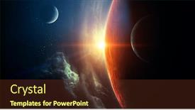  Presentation with planets - Presentation theme featuring abstract planets and space background background and a tawny brown colored foreground