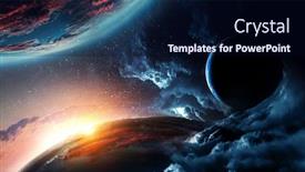  Presentation with planets - Cool new slide deck with abstract planets on space texture backdrop and a navy blue colored foreground