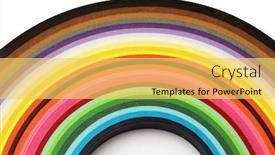  Presentation with rainbow wave - Presentation theme enhanced with abstract-rainbow-color-strip-wave background and a yellow colored foreground