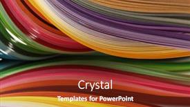  Presentation with rainbow wave - Colorful slide deck enhanced with abstract-rainbow-color-strip-wave backdrop and a tawny brown colored foreground