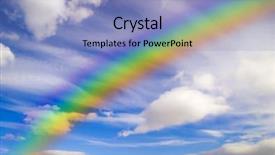  Presentation with sky rainbow - PPT theme with abstract rainbow on the sky background and a light blue colored foreground