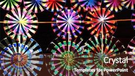  Presentation with chinese new year - Theme with abstract red orange twirls - many rainbow toy windmills prepared background and a tawny brown colored foreground