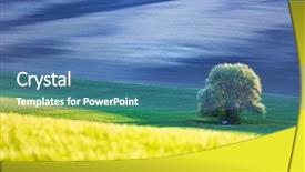  Presentation with spring tree - Amazing presentation theme having abstract rural landscape with agricultural backdrop and a teal colored foreground