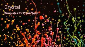  Presentation with paint - PPT theme featuring abstract-sculptures-of-colorful-splashes background and a wine colored foreground