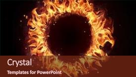  Presentation with shape - Audience pleasing PPT layouts consisting of abstract shape of fire circle backdrop and a tawny brown colored foreground