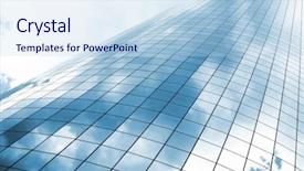  Presentation with highrise building - Audience pleasing presentation theme consisting of abstract shapes - highrise glass building with sky backdrop and a sky blue colored foreground