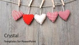  Presentation with red grey - PPT layouts consisting of abstract shapes - red hearts hanging over grey background and a light gray colored foreground