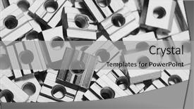  Presentation with chromed screw nuts and bolts - Theme featuring abstract silver black line - slide screw nuts heap closeup background and a light gray colored foreground