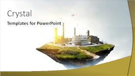  Presentation with mountain view - Audience pleasing PPT theme consisting of abstract summer mountain and industrial building view backdrop and a cream colored foreground