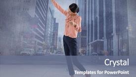  Presentation with composite - Presentation having abstract taxi - digital composite of woman posing background and a  colored foreground