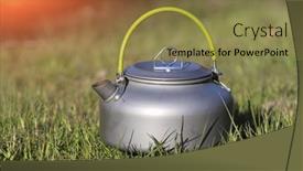  Presentation with green abstract - Presentation design with abstract-tourist-kettle-on-green and a coral colored foreground