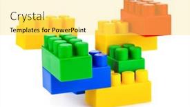  Presentation with construction - Cool new PPT theme with abstract-toy-construction-isolated backdrop and a yellow colored foreground