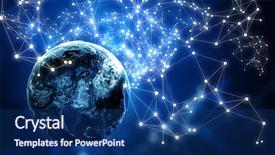  Presentation with triangle - Slide deck having abstract triangle - wireless technologies and business city background and a ocean colored foreground