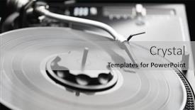  Presentation with vinyl record - Cool new PPT layouts with abstract-turntable-with-vinyl-record backdrop and a light gray colored foreground