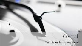  Presentation with vinyl record - Beautiful presentation featuring abstract-turntable-with-vinyl-record backdrop and a light gray colored foreground