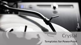  Presentation with vinyl record - PPT theme enhanced with abstract-turntable-with-vinyl-record background and a light gray colored foreground