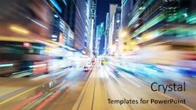  Presentation with abstract circles blur night street - Cool new slide deck with abstract urban background of night backdrop and a coral colored foreground