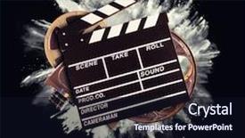  Presentation with video production - Slide set with abstract video - retro film production accessories background and a wine colored foreground