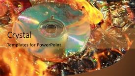  Presentation with abstract red - Audience pleasing presentation theme consisting of abstract video red - burning dvd backdrop and a gold colored foreground