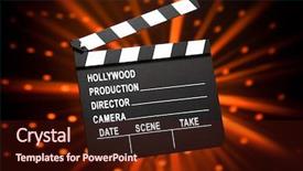  Presentation with shiny - PPT theme with abstract video red - clapperboard against shiny background background and a wine colored foreground