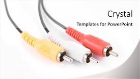  Presentation with audio video - PPT theme consisting of abstract video red - color audio cable on white background and a white colored foreground