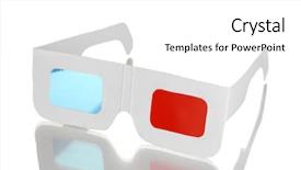  Presentation with glasses - PPT layouts consisting of abstract video red - stereo glasses isolated on white background and a white colored foreground