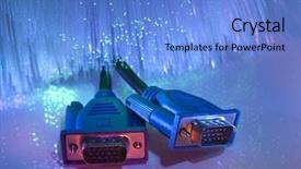  Presentation with power plug animated - Presentation theme having abstract video red - vga monitor plug with fiber background and a light blue colored foreground