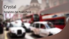  Presentation with taxi - Colorful slide set enhanced with abstract view of bus backdrop and a light gray colored foreground