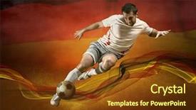  Presentation with light waves - Colorful presentation theme enhanced with abstract waves aroun soccer player backdrop and a tawny brown colored foreground