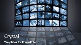  Presentation with television media - Presentation theme having abstract widescreen - tv screens panel television media background and a dark gray colored foreground