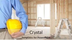  Presentation with construction worker harassment workplace - Presentation theme having abstract yellow - construction worker with helmet background and a soft green colored foreground