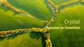  Presentation with green beauty - Presentation design enhanced with abstraction-agricultural-area-and-green background and a tawny brown colored foreground