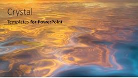  Presentation with water wave - Slide deck having abstraction-liquid-background-element background and a gold colored foreground