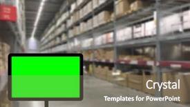  Presentation with cargo shippment - Cool new presentation design with abstrast blurred background warehouse cargo backdrop and a gray colored foreground