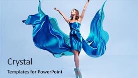  Presentation with grace - Cool new PPT theme with abtract - beautiful ballet dancer with flowing backdrop and a light blue colored foreground
