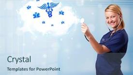  Presentation with abstract medical - Colorful PPT layouts enhanced with abtract - beautiful young doctor with abstract backdrop and a  colored foreground