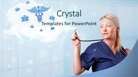  Presentation with abstract medical - Slide deck having abtract - beautiful young doctor with abstract background and a sky blue colored foreground