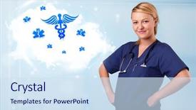  Presentation with abstract medical - Presentation theme featuring abtract - beautiful young doctor with abstract background and a sky blue colored foreground