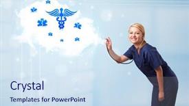  Presentation with abstract medical - Slide deck enhanced with abtract - beautiful young doctor with abstract background and a sky blue colored foreground