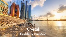  Presentation with abu dhabi united arab emirates - Audience pleasing PPT theme consisting of dubai beach sunny - abu dhabi the capital backdrop and a coral colored foreground