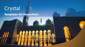  Presentation with uae zayed grand mosque - Audience pleasing slides consisting of abu-dhabi-uae-december-18 backdrop and a teal colored foreground