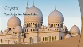  Presentation with uae zayed grand mosque - Presentation theme having abu-dhabi-uae-january-29 background and a light blue colored foreground