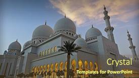  Presentation with uae zayed grand mosque - PPT theme with abu-dhabi-uae-july-10 background and a tawny brown colored foreground